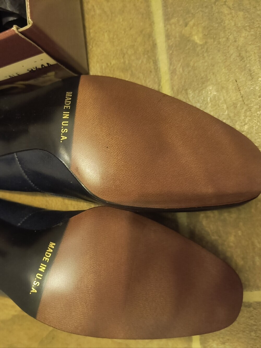 Vintage 80s 90s Selby Crystal Navy Blue Leather Pumps Bow Toe 8.5 AAAA Narrow - Picture 5 of 9